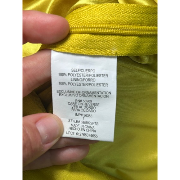 NWT GB Gianni Bini One Shoulder Dress Party Cocktail Embellished Yellow‎ Size 7 - Picture 9 of 10